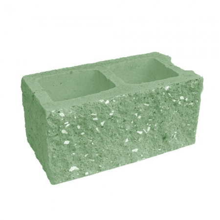 Блок пустотелый с гранью колотой фактуры Besser паз цветной на сером цементе