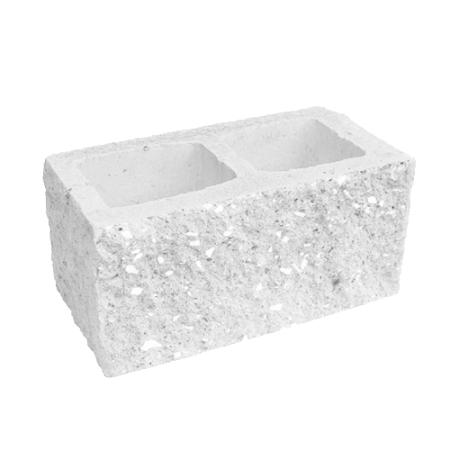 Блок пустотелый с гранью колотой фактуры Besser цветной на белом цементе