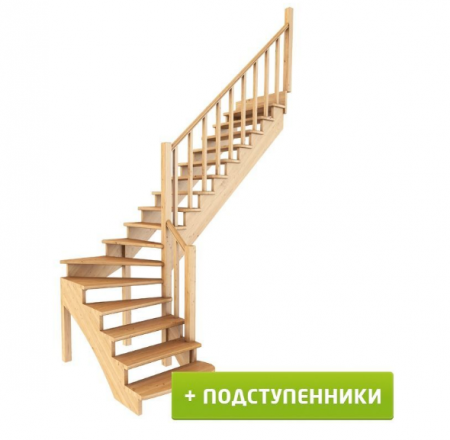 Лестница К-001м/6 с подступенками П бук